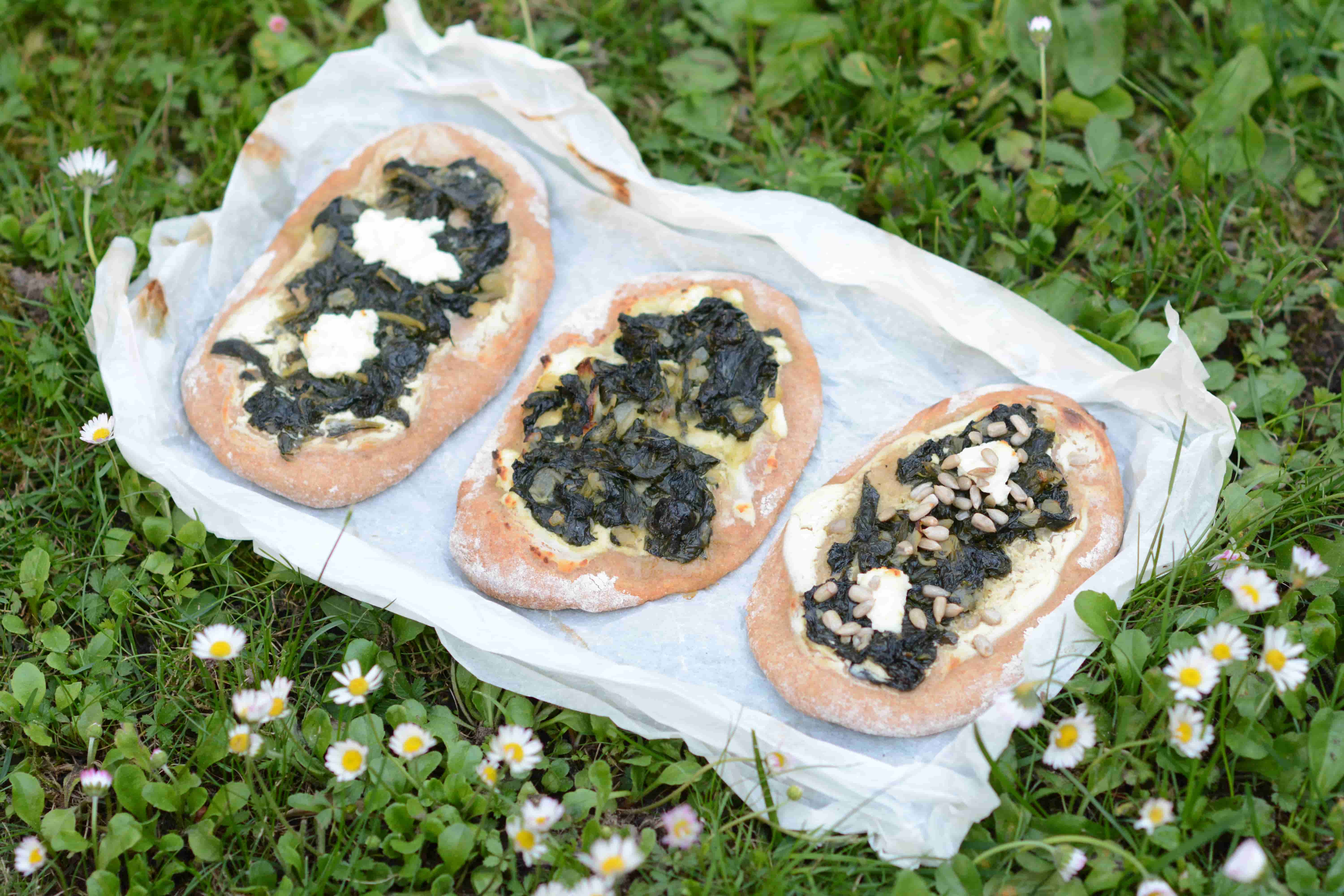 Flammkuchen mit Spinat